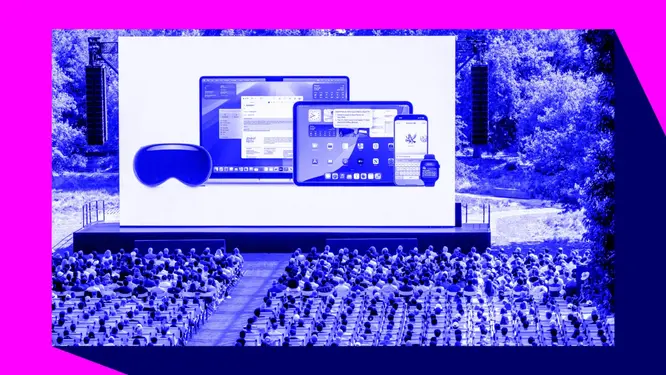 Apple Vision Pro kullanıcı arayüzü ve mekansal hesaplama deneyimini gösteriyor.
