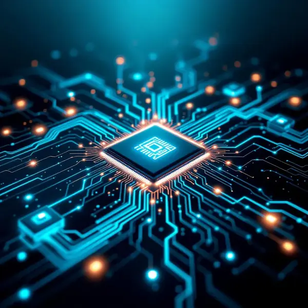 Yapay zekâ donanımı için optimize edilmiş yüksek performanslı işlemcilerin görüntüsü.