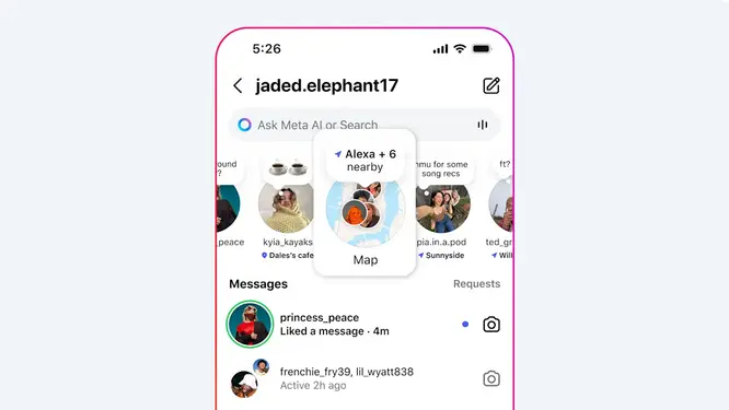 Instagram konum paylaşım haritasında farklı kullanıcı ayarlarını gösteren renkli simgeler yer alıyor
