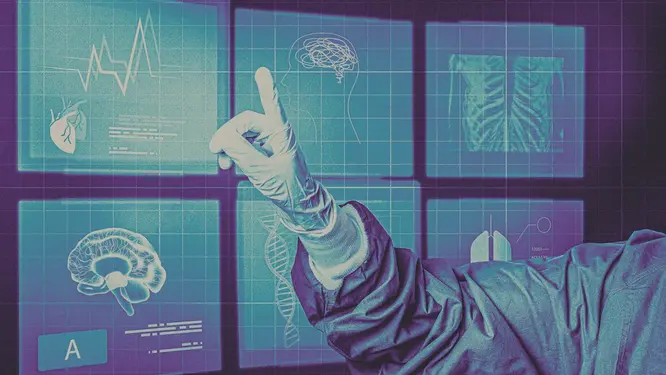 Doktorların klinik verilerle çalışan yapay zeka destekli sağlık araçları kullanımı.